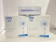 2 X ORAL-B IO TEST DRIVE 25 ULTIMATE CLEAN ELECTRIC TOOTH BRUSH HEAD TO INCLUDE ORDO SONIC ELECTRIC TOOTHBRUSH PEARL VIOLET