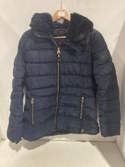 JOULES GOSFIELD FAUX FUR LINED COLLAR COAT NAVY - SIZE M