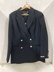 TED BAKER WMJ-LLAYLA DOUBLE BREASTED JACKET WITH GOLD DETAIL IN BLACK SIZE 2 - RRP £265