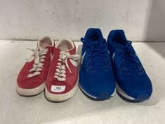 NIKE SUEDE TRAINER RED / WHITE - SIZE 6 TO INCLUDE NIKE ZOOM PEGASUS 34 BLUE / WHITE - SIZE 9