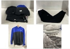 3 X ASSORTED CHILDRENS CLOTHING ITEMS TO INCLUDE ADIDAS PULLOVER HOODIE WITH KANGAROO POCKET BLACK / BLUE - SIZE XL