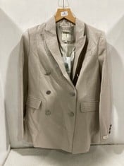 TED BAKER WMJ-PYXIE DOUBLE BREASTED BLAZER WITH PEAK LAPEL IN LIGHT PINK SIZE 2 - RRP £295