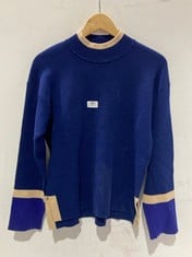 JASPER CONRAN HIGH NECK PULLOVER KNIT JUMPER BLUE - SIZE M