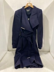 TED BAKER MID/ROSE MID LENGTH WOOL WRAP COAT IN NAVY SIZE 4 - RRP £339