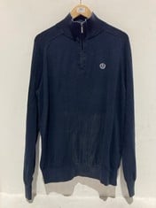 HENRI LLOYD ZIP COLLAR PULLOVER JUMPER NAVY - SIZE XL