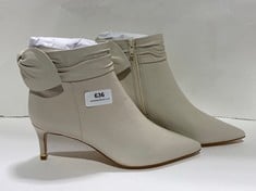 TED BAKER YONAS LEATHER BOW ANKLE BOOT NATURAL - SIZE 38 - RRP £150