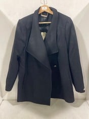 TED BAKER WMO-RYTAA SHORT WOOL WRAP COAT IN BLACK SIZE 4 - RRP £279