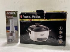 QTY OF ASSORTED HOUSEHOLD ITEMS TO INCLUDE RUSSELL HOBBS LARGE RICE COOKER