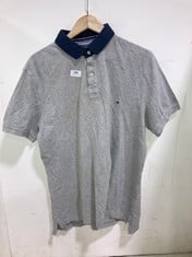 TOMMY HILFIGER POLO T-SHIRT GREY/NAVY SIZE XL TO INCLUDE FRENCH CONNECTION POLO LONG SLEEVE TOP BURGUNDY SIZE M