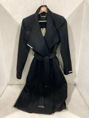 TED BAKER MID/ROSE MIDI WOOL WRAP COAT WITH SHOULDER PANELS IN BLACK SIZE 1 - RRP £339