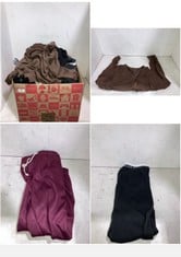 BOX OF APPROX 30 X ASSORTED CLOTHING TO INCLUDE BROWN CARDIGAN SIZE LG