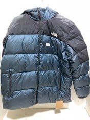 NORTH FACE DIABLO DOWN 2.0 HOODED PUFFER COAT SHADY BLUE BLACK SIZE XLG RRP- £315