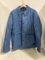 TED BAKER MMO-SKELTON PATCHWORK QUILTED WORKWEAR JACKET IN MID-BLUE SIZE 4 - RRP £250