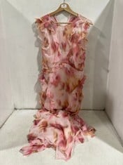 TED BAKER WMD-HISAKO SLEEVELESS WATERFALL RUFFLE MIDI DRESS IN LIGHT PINK SIZE 2 - RRP £225