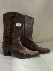 URSULA MASCARO TASSEL BLOCK HEL COWBOY BOOTS BROWN SIZE 38