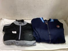 FILA AIPPED TRACK JACKET NAVY BLUE SIZE XL TO INCLUDE CALLAWAY 1/4 ZIP TOP BLACK/GREY SIZE M