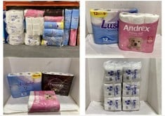 QTY OF ASSORTED TOILET TISSUE ROLLS