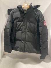 CANADA GOOSE WYNDHAM PARKA MENS COAT IN BLACK WITH RED LABEL SIZE SMALL - RRP £1450