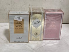 3 X ASSORTED FRAGRANCES TO INCLUDE MUSK ABIYAD EAU DE PARFUM 100ML