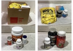 BOX OF ASSORTED PROTEIN/VITAMINS TO INCLUDE CRAZY NUTRITION TRI-PROTEIN CHOCOLATE 900G BBE-10/25