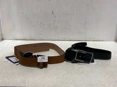 TED BAKER CENTRE BAR BUCKLE BELT BLACK TO INCLUDE TED BAKER CORDUROY SUEDE BELT BROWN TOTAL RRP- £100