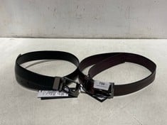 TED BAKER WOVEN TEXTURED LEATHER BELT BLACK TO INLCUDE TED BAKER STITCH DETAIL LEATHER BELT OX BROWN TOTAL RRP- £100