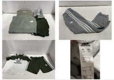 5 X ASSORTED KIDS ADIDAS CLOTHING TO INCLUDE CUFFED JOGGERS GREY WITH WHITE STRIPE SIZE 3-4YS