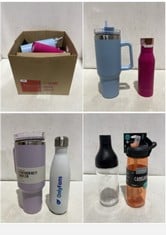 BOX OF ASSORTED DRINKING BOTTLES/TUMBLERS TO INCLUDE STANLEY THE QUENCHER H2.0 FLOWSTATE TUMBLER 1.18L