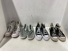 4 X ASSORTED FOOTWEAR TO INCLUDE CONVERSE ALL STAR CHUNKY HI-TOPS DARK GREEN/WHITE SIZE 3