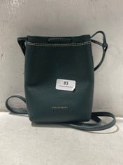 STRATHBERRY OSETTE POUCH GRAIN LEATHER BOTTLE GREEN- VANILLA STITCH- RRP £375