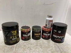 6 X ASSORTED PROTEIN ITEMS TO INCLUDE TOTAL WAR PRE-WORKOUT DIETRY SUPPLEMENT STRAWBERRY MANGO 426G EXP-03/27