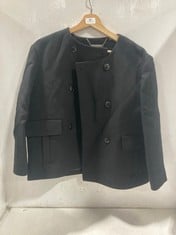 TED BAKER BLACK BUTTON UP CROP JACKET IN SIZE 2