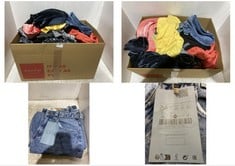 BOX OF ASSORTED ADULT CLOTHING TO INCLUDE PRIMARK JEANS BLACK SIZE 20