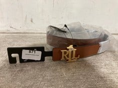 RALPH LAUREN SEASONLESS BELT BROWN WITH GOLD LOGO BUCKLE SIZE M