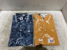 PRETTY GREEN BARTON POLO T-SHIRT YELLOW SIZE M TO INCLUDE PRETTY GREEN POLO T-SHIRT BLUE PATTERN SIZE XS