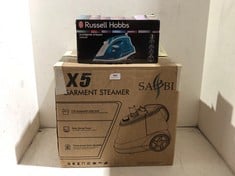 2 X ASSORTED HOUSE ITEMS TO INCLUDE RUSSELL HOBBS SUPREME STEAM IRON AND X5 GARMENT STEAMER.