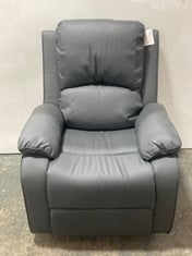 PALERMO DARK GREY LEATHER MANUAL RECLINER ARMCHAIR - RRP £500