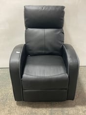 PALERMO BLACK LEATHER MANUAL RECLINER ARMCHAIR - RRP £500