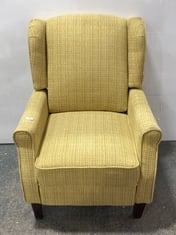 ASCOT WINGBACK FABRIC RECLINER ARMCHAIR IN YELLOW - RRP £250