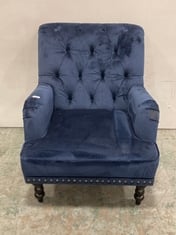 DARWIN VELVET ACCENT CHAIR IN BLUE - RRP £250