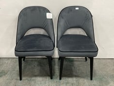 SET OF 2 AMORE UPHOLSTERED DINING CHAIR IN DARK GREY VELVET - RRP £230