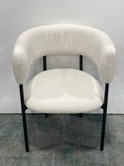 LEX BOUCLE ACCENT DINING CHAIR WITH CURVED BACKREST IN WHITE - RRP £90