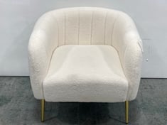 RUSSELL BOUCLE ACCENT ARMCHAIR IN WHITE TEDDY FABRIC - RRP £190