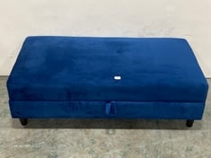 DESTIN VELVET STORAGE OTTOMAN IN ROYAL BLUE - RRP £250