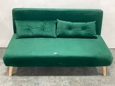 JOLA VELVET FOLDABLE 2 SEATER SOFA BED IN GREEN - RRP £330