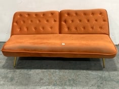 ALESSIA VELVET SOFA BED WITH BUTTON BACK IN RUST ORANGE - RRP £400