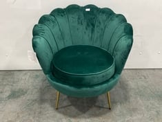 MOLLIS PLUSH VELVET SHELL CHAIR IN GREEN - RRP £220