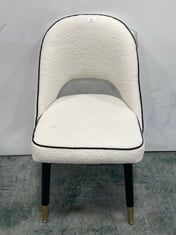 AMORE UPHOLSTERED DINING CHAIR IN WHITE TEDDY FABRIC - RRP £80