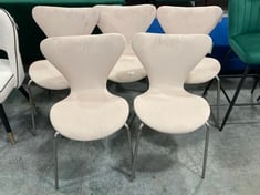 5 X ETTA VELVET WING BACK DINING CHAIR IN BEIGE - TOTAL LOT RRP £400