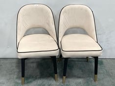 SET OF 2 AMORE UPHOLSTERED DINING CHAIR IN BEIGE VELVET - TOTAL LOT RRP £190